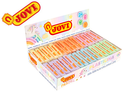 Plastilina jovi 70 tamaño pequeño caja de 30 unidades colores pastel surtidos 50g