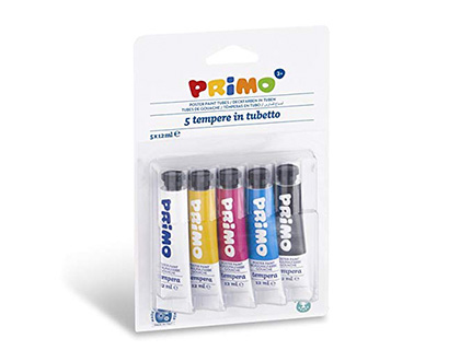 Tempera primo en tubo aluminio de 12 ml blister de 5 colores surtidos