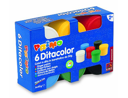 Pintura de dedos primo 50 g caja de 6 unidades colores surtidos