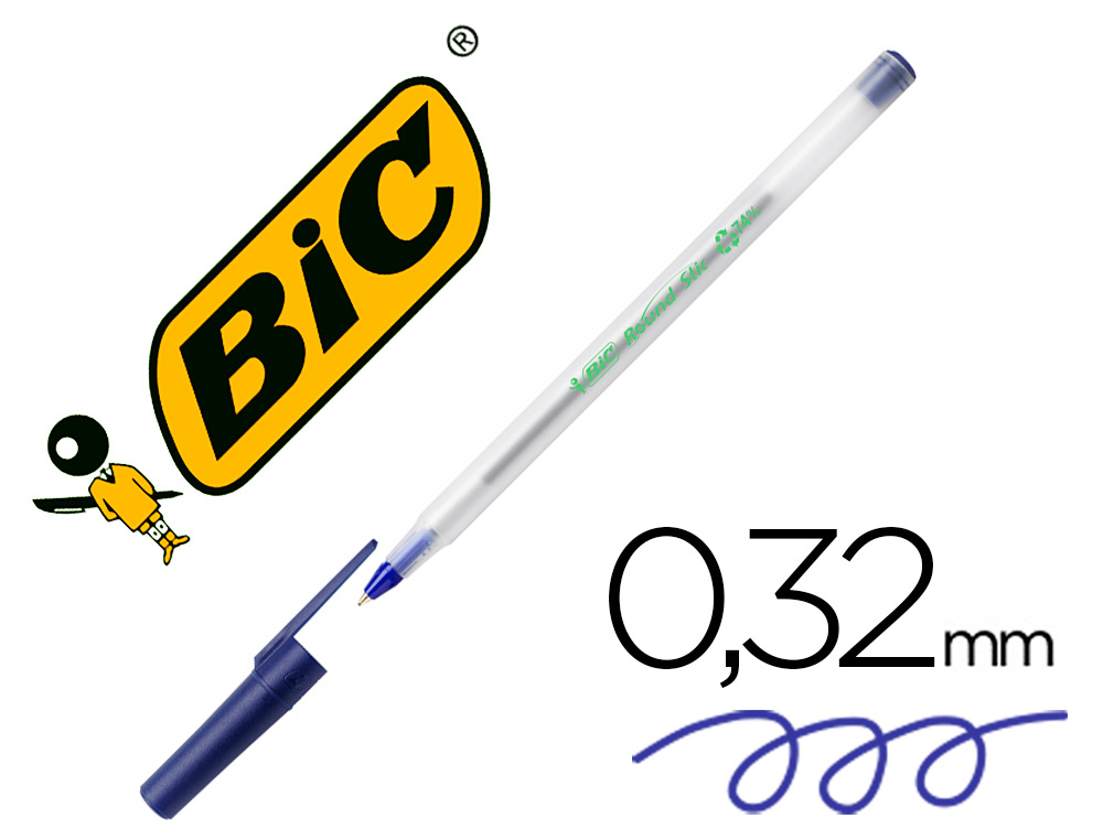 Boligrafo bic ecolutions round stic azul