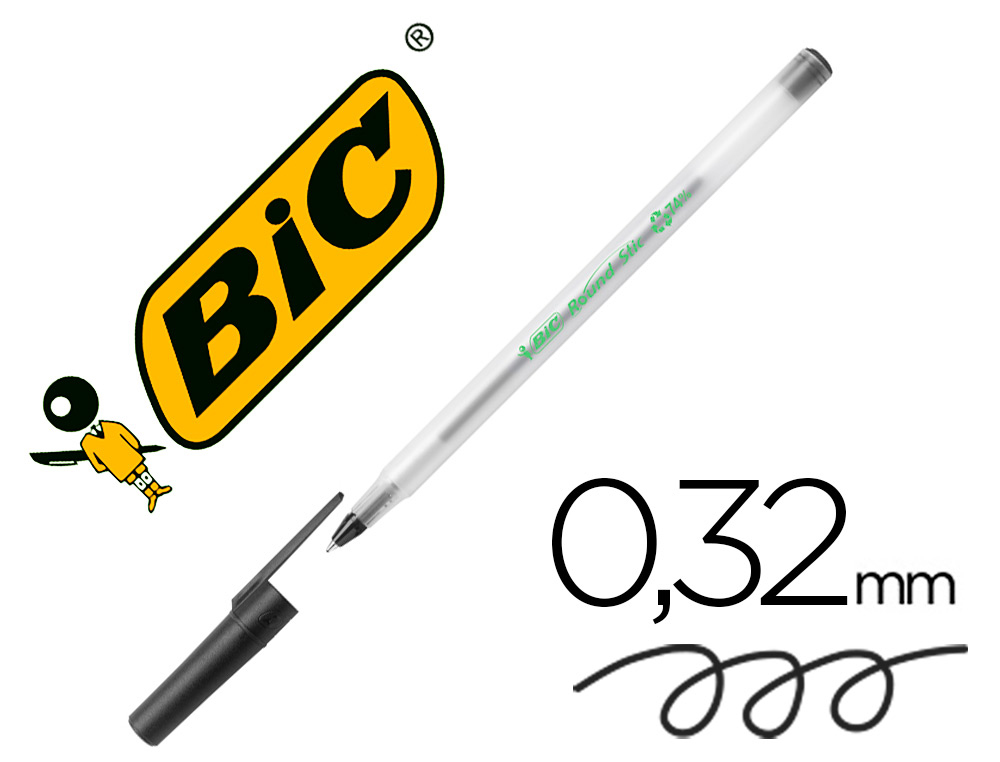Boligrafo bic ecolutions round stic negro