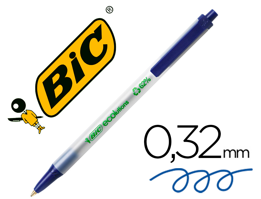 Boligrafo bic ecolutions clic stic azul