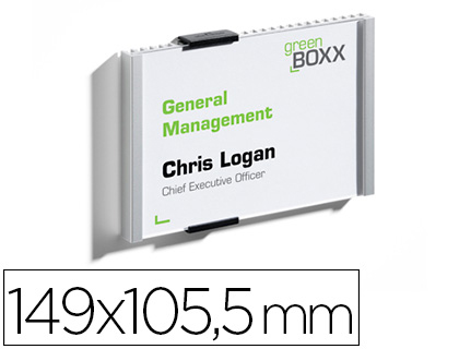 Identificador portanombre durable aluminio placa acrilica antirreflectante para puertas 149x105,5 mm