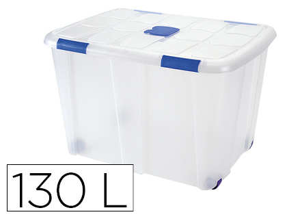 Contenedor plastico plasticforte 130 litros n 16 transparente con tapa 480x740x540 mm
