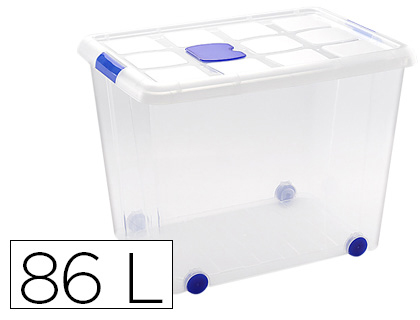 Contenedor plastico plasticforte 86 litros n 8 transparente con tapa 470x620x450 mm