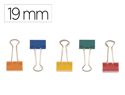 Pinza metalica q-connect reversible n.1 19 mm caja de 10 unidades colores surtidos