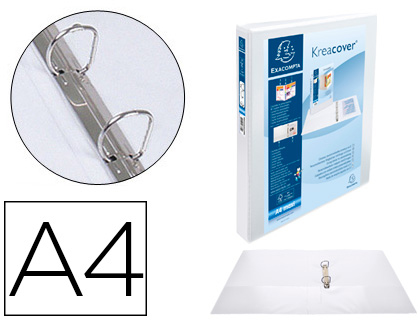 Carpeta exacompta canguro 2 anillas 30 mm din a4+ carton forrado polipropileno personalizable 3 bolsillos