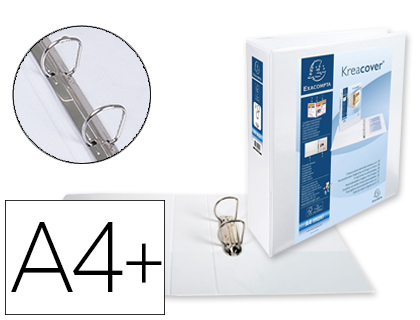 Carpeta exacompta canguro 2 anillas 50 mm din a4+ carton forrado polipropileno personalizable 3 bolsillos