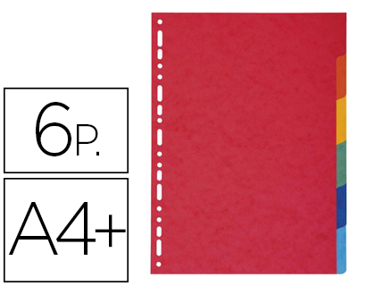 Separador exacompta cartulina brillo juego de 6 separadores din a4+ multitaladro