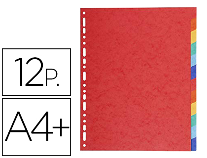 Separador exacompta cartulina brillo juego de 12 separadores din a4+ multitaladro