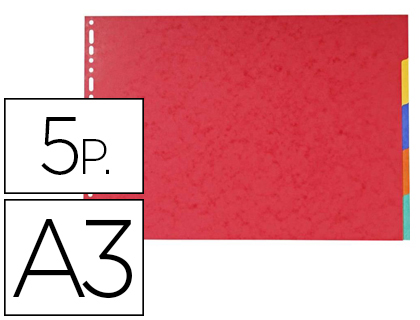 Separador exacompta cartulina brillo juego de 5 separadores din a3 apaisado multitaladro