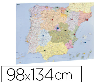 Mapa mural faibo españa y portugal autonomico plastificado enrollado 98x134 cm