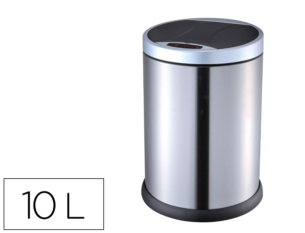 Papelera metalica q-connect con sensor automatico capacidad 10 litros