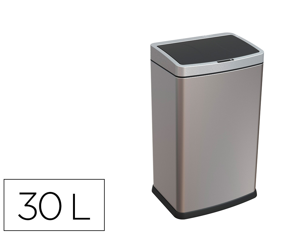 Papelera metalica q-connect con sensor automatico capacidad 30 litros 500x240x330 mm