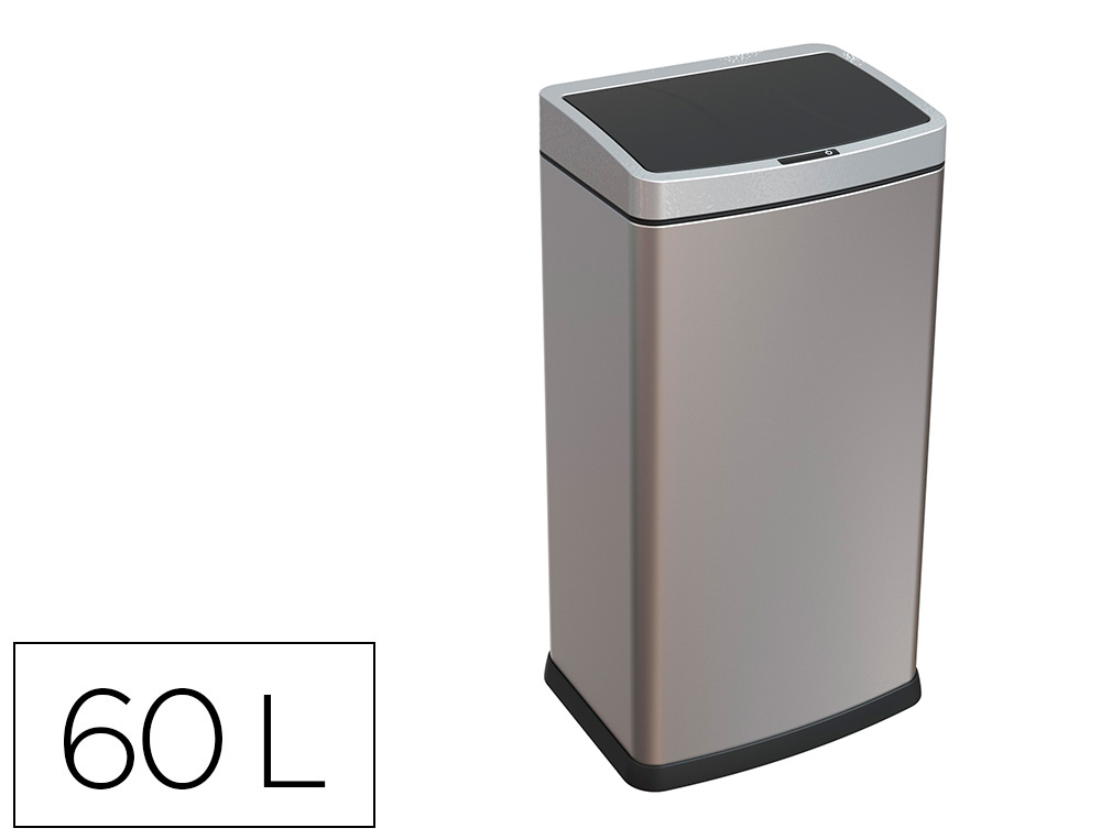 Papelera metalica q-connect con sensor automatico capacidad 60 litros 630x270x400 mm