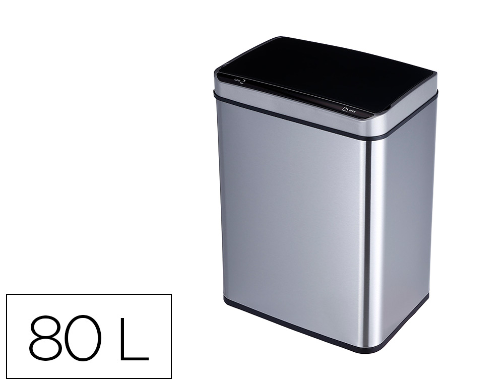 Papelera metalica q-connect con sensor automatico capacidad 80 litros 820x270x400 mm