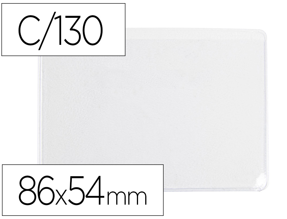 Funda portadocumento q-connect dni 130 micras pvc transparente con uñero 86x54 mm