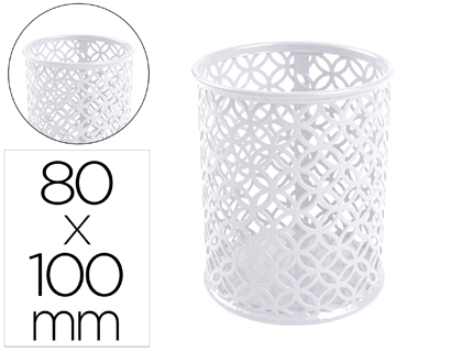 Cubilete portalapices q-connect blanco metal redondo diametro 80 mm alto 100 mm