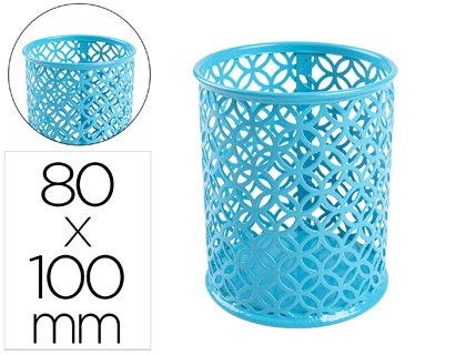 Cubilete portalapices q-connect turquesa metal redondo diametro 80 mm alto 100 mm