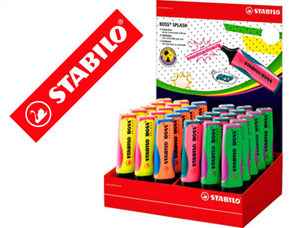 Rotulador stabilo boss splash 75 expositor sobremesa de 30 unidades colores surtidos