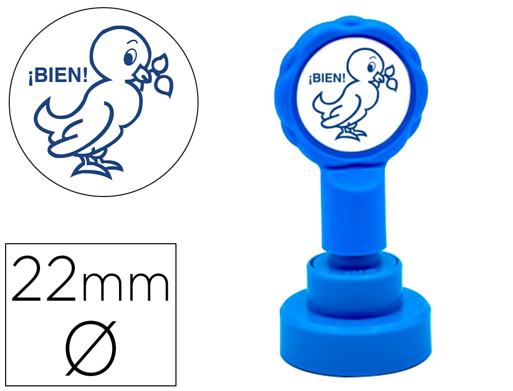 Sello artline emoticono bien color azul 22 mm diametro