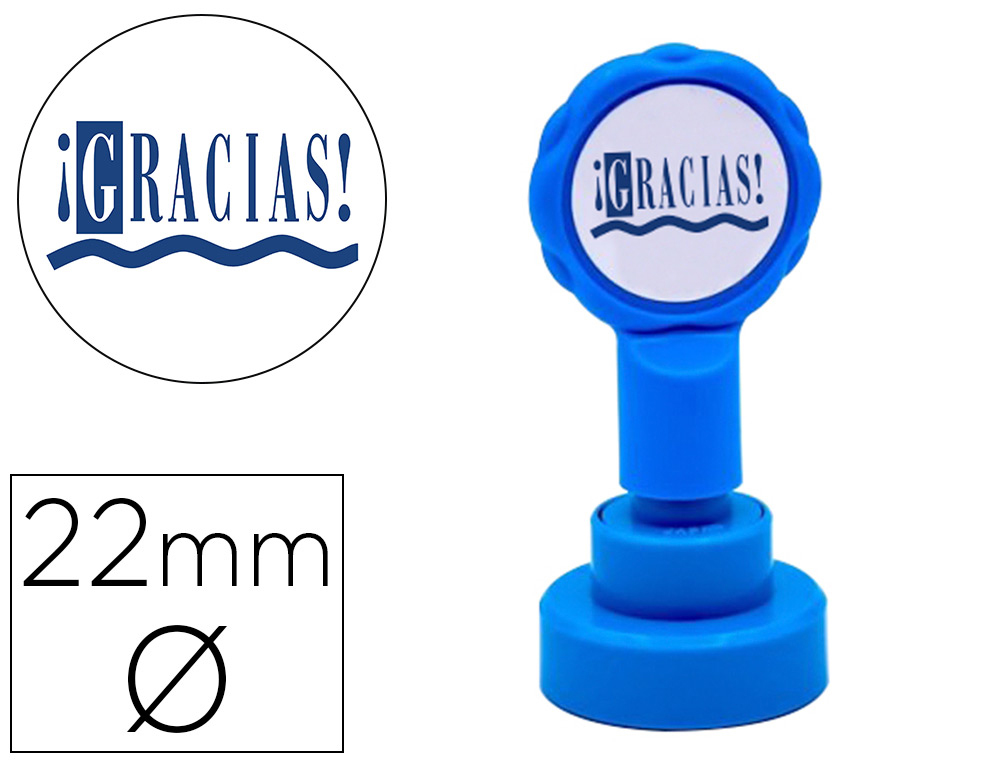 Sello artline emoticono gracias color azul 22 mm diametro