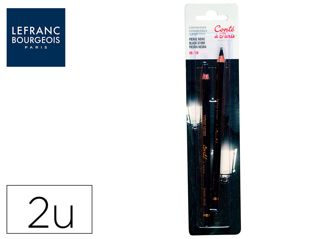 Lapiz conte a paris punta negra hb/2b blister de 2 unidades