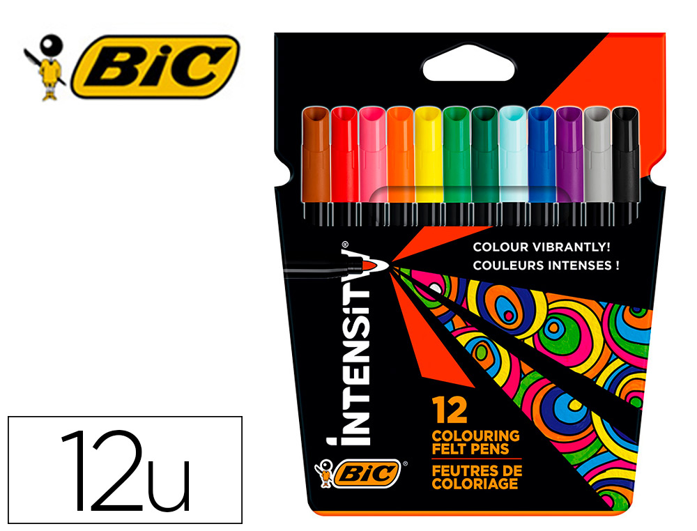 Rotulador bic intensity estuche de 12 unidades colores surtidos