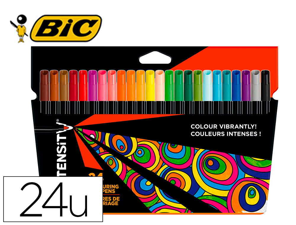 Rotulador bic intensity estuche de 24 colores surtidos