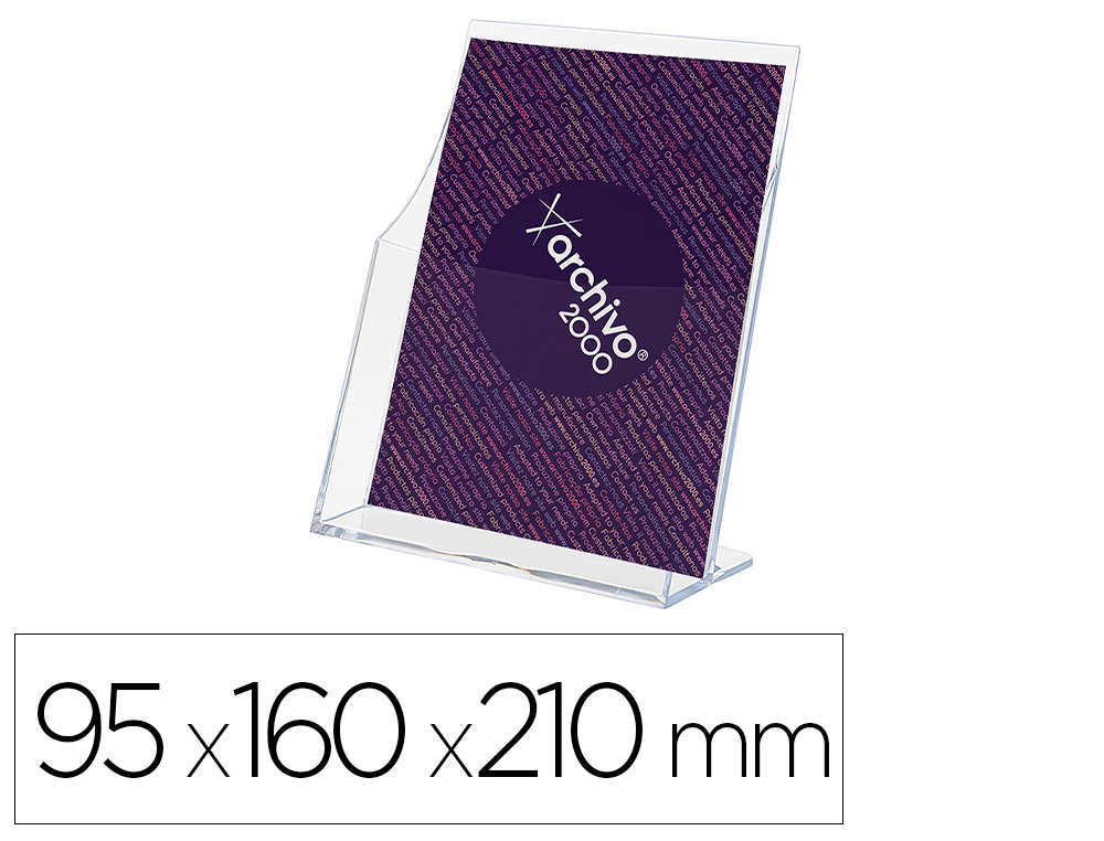 Expositor archivo 2000 premium portafolletos din a5 vertical cristal transparente 95x160x210mm