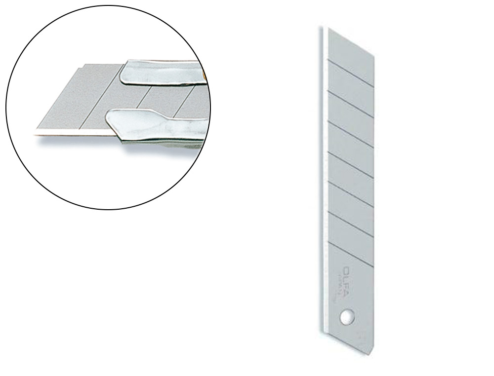 Repuesto cuchilla cutter olfa ancho 18 mm para cuter l-1 blister de 10 unidades