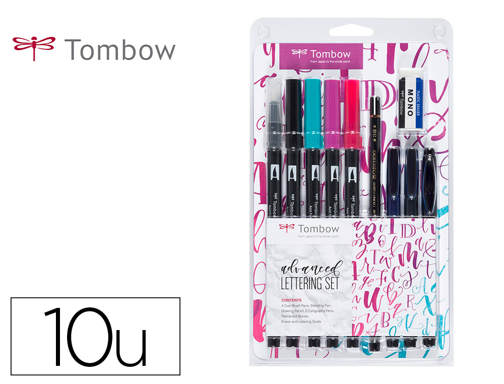 Set caligrafia tombow lettering advance 10 piezas