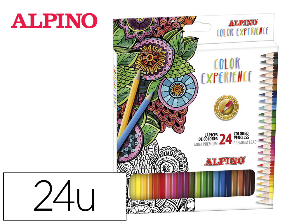Lapices de colores alpino experience mina premium 3,3 mm caja carton de 24 unidades colores