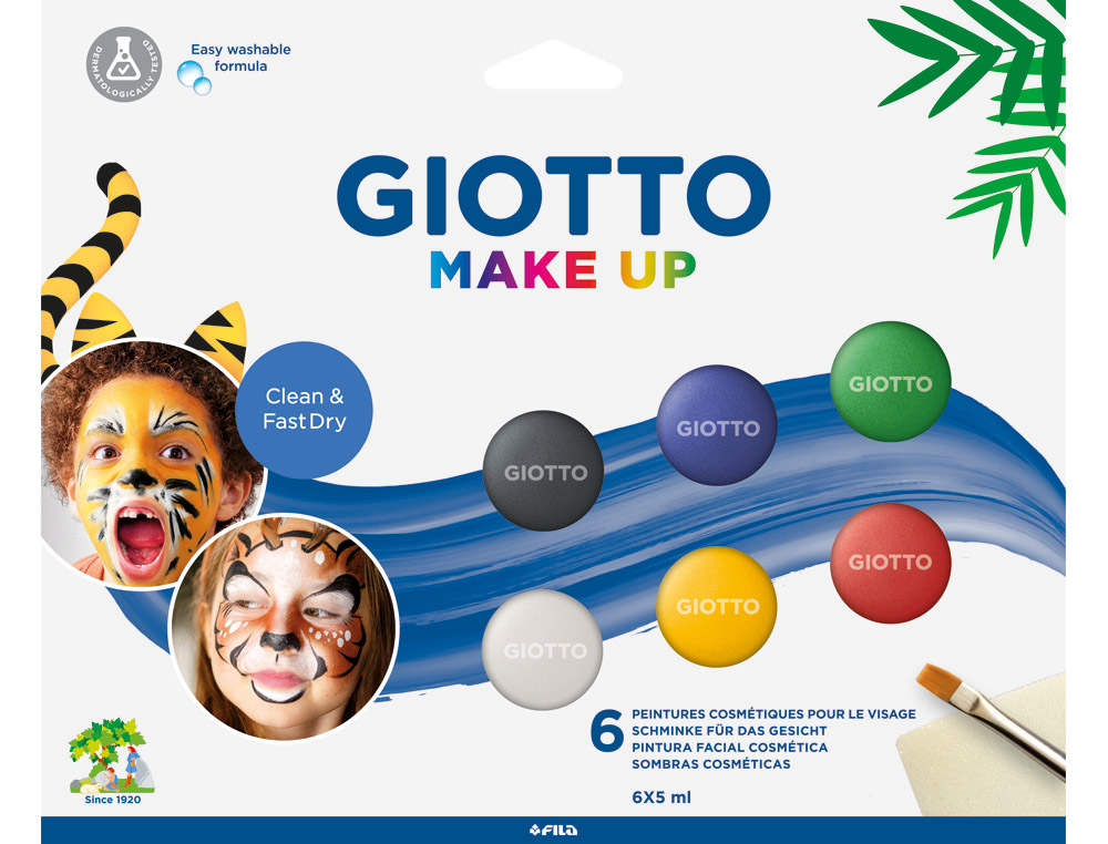 Set giotto make up pintura facial 6 botes 5 ml colores clasicos