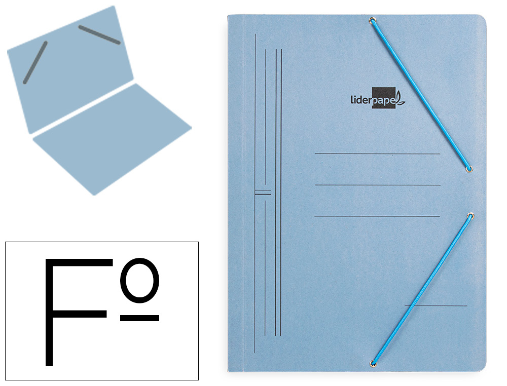 Carpeta liderpapel gomas folio sencilla carton pintado azul