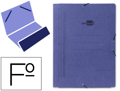 Carpeta liderpapel gomas folio bolsa carton pintado azul