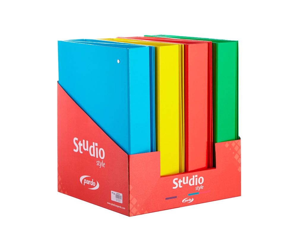 Carpeta 4 anillas 25mm pardo carton forrado expositor de 12 unidades surtidos