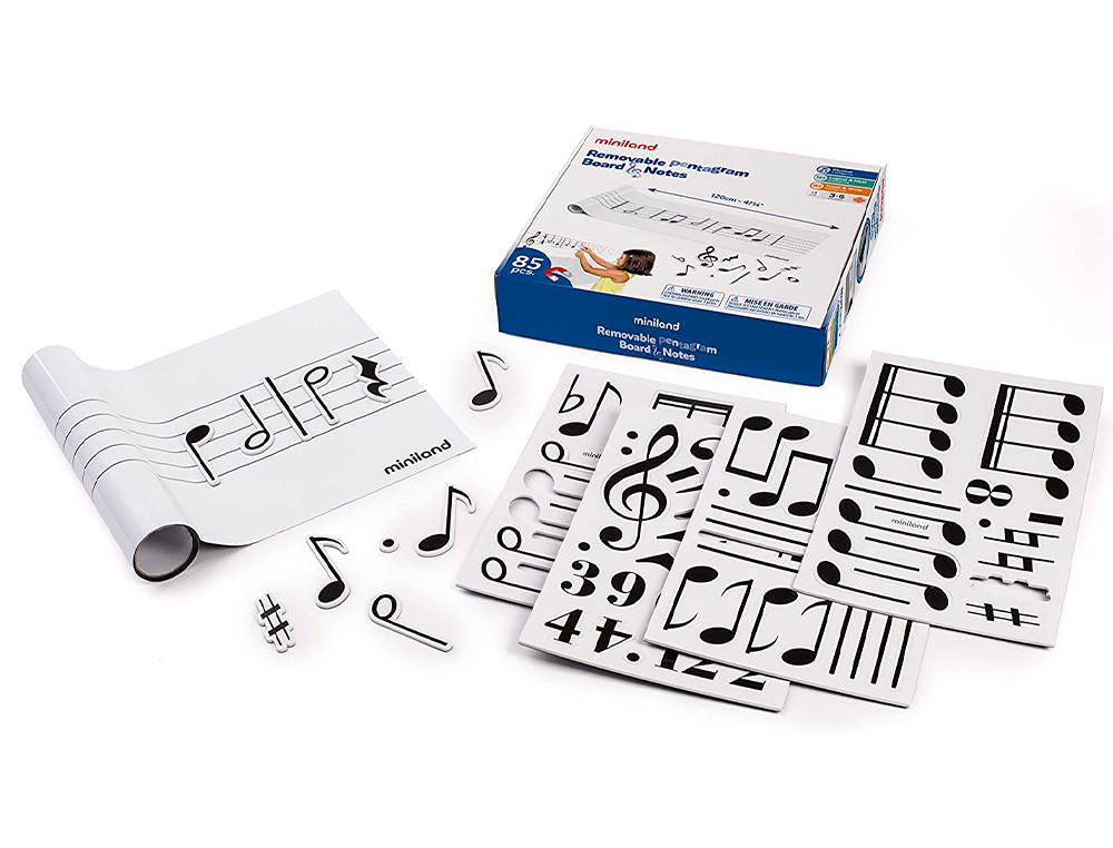 Juego miniland pizarra musical pautada con 85 figuras magneticas y 1 folleto