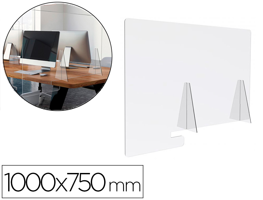 Pantalla de proteccion archivo 2000 sobremesa metacrilato transparente 1000x750 mm