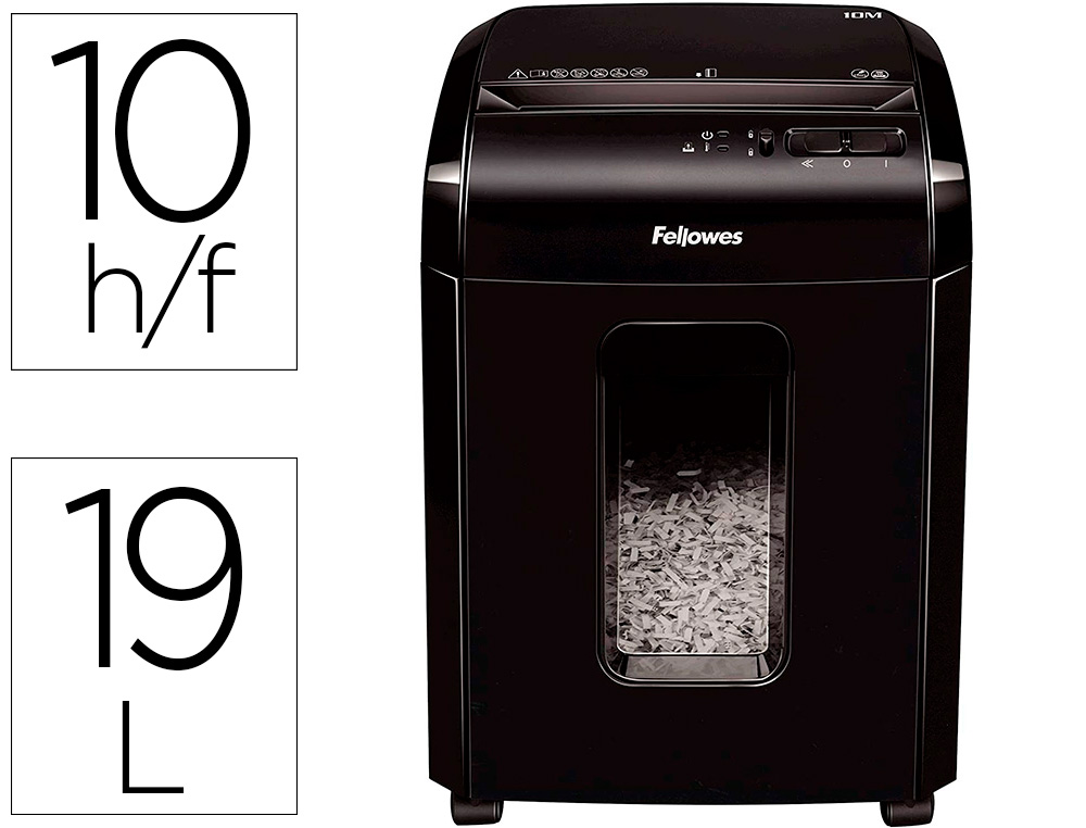 Destructora de documentos fellowes 10m capacidad de corte 10 h seguridad p5 destruye grapas y tarjetas de