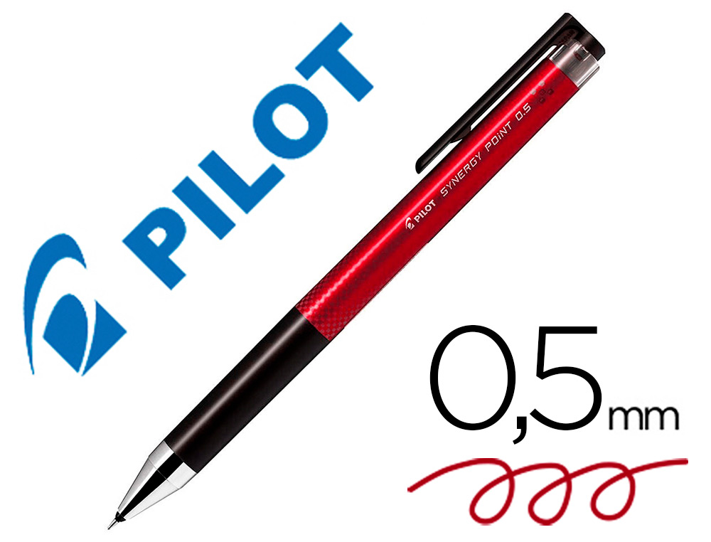 Boligrafo pilot synergy point retractil sujecion de caucho tinta gel 0,5 mm rojo