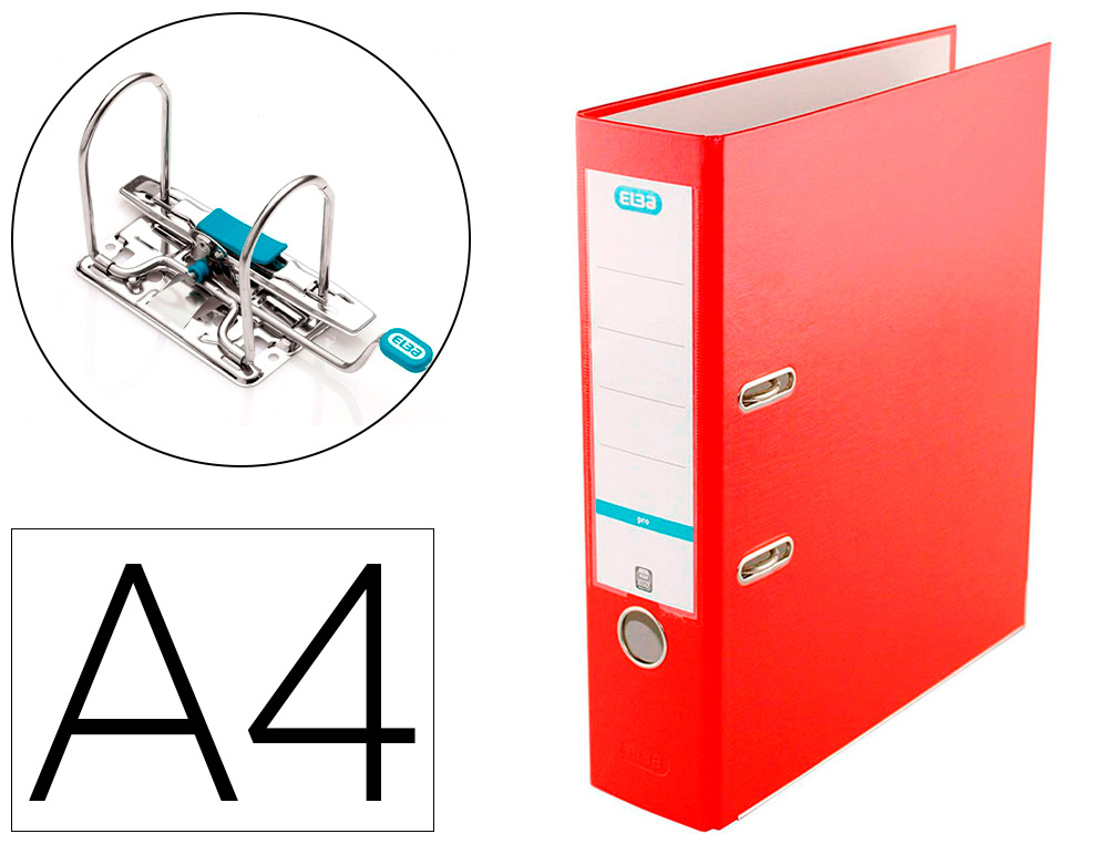 Archivador de palanca elba top carton compacto polipropileno con rado din a4 lomo de 80 mm rojo