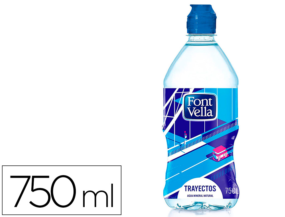 Agua mineral natural font vella botella de 750 ml