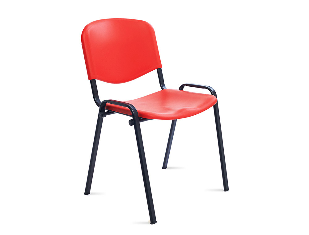Silla rocada confidente estructura metalica respaldo y asiento en polimero color rojo