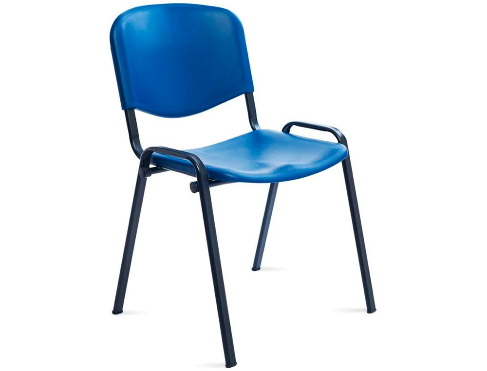 Silla rocada confidente estructura metalica respaldo y asiento en polimero color azul