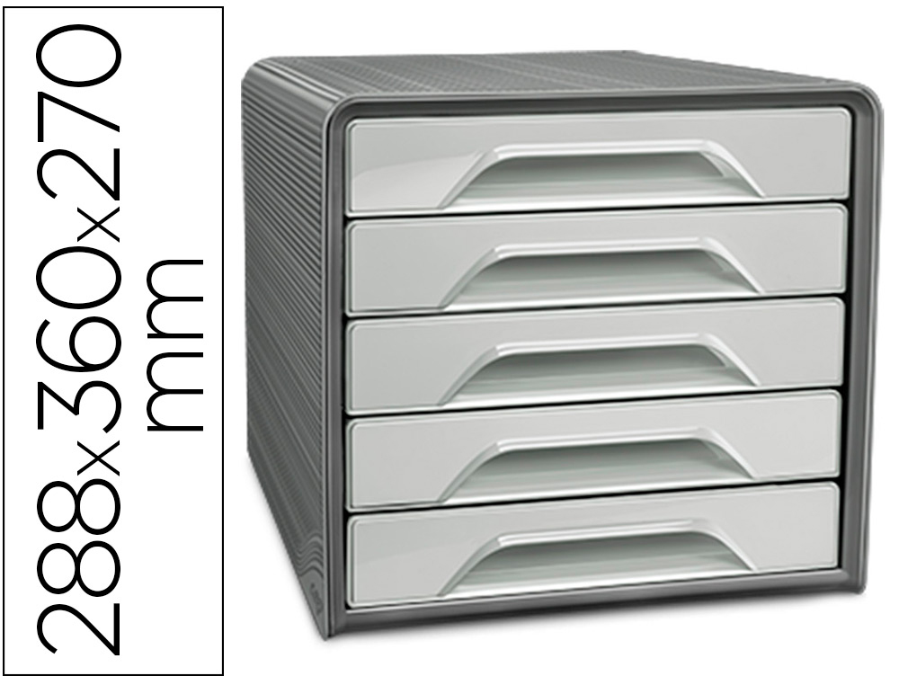 Fichero cajones de sobremesa cep smoove 5 cajones color gris 288x360x270 mm