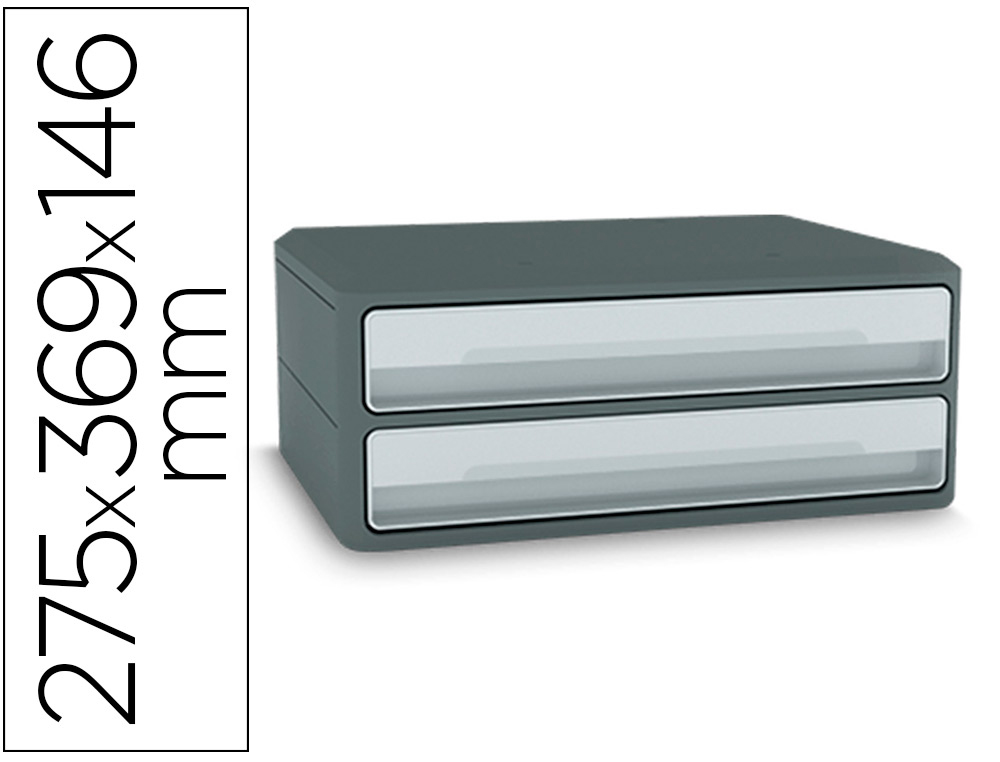 Fichero cajones de sobremesa cep moov up reciclado 80% 2 cajones color gris 275x369x146 mm