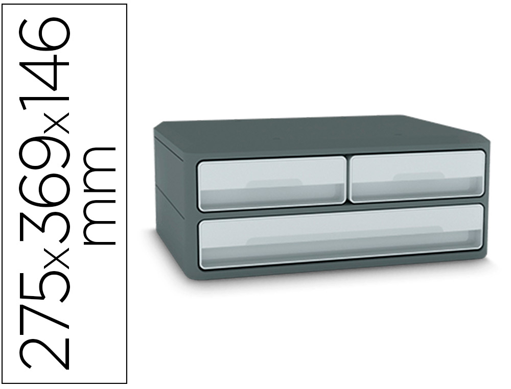 Fichero cajones de sobremesa cep moov up reciclado 80% 3 cajones color gris 275x369x146 mm