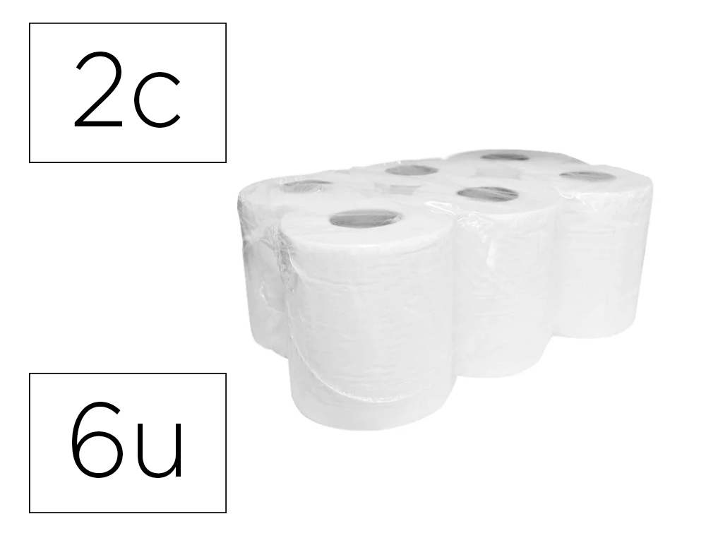 Papel secamanos dahi 2 capas celulosa gofrada 195 mm x 145 mt paquete de 6 rollos