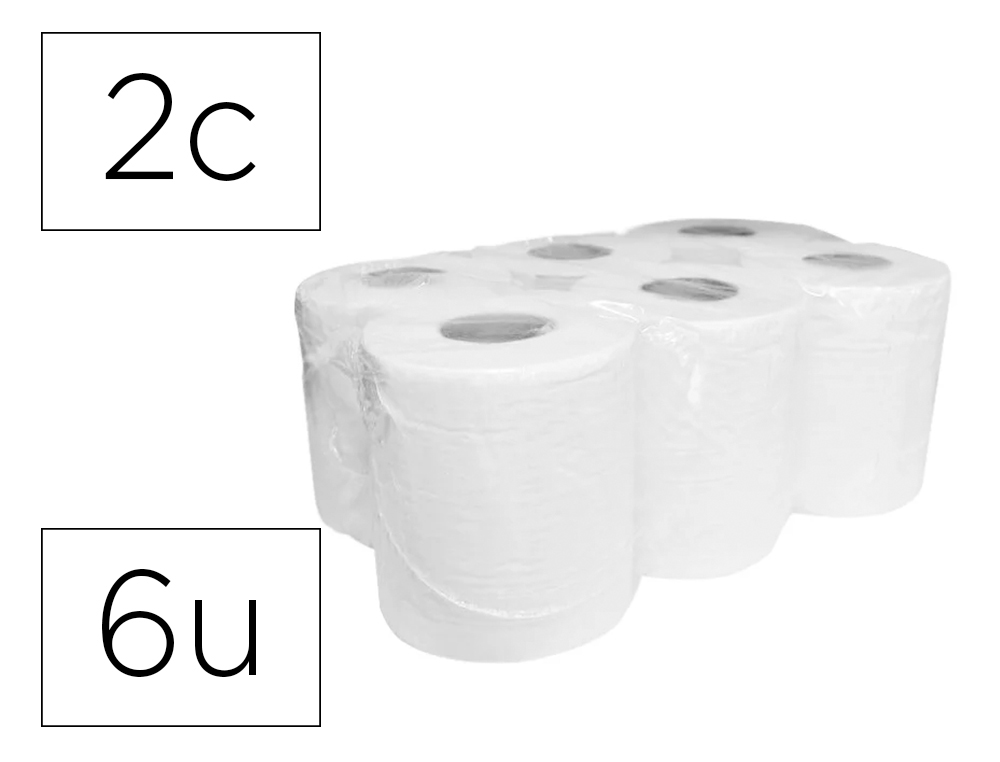 Papel secamanos dahi 2 capas celulosa lisa 210 mm x 150 mt paquete de 6 rollos